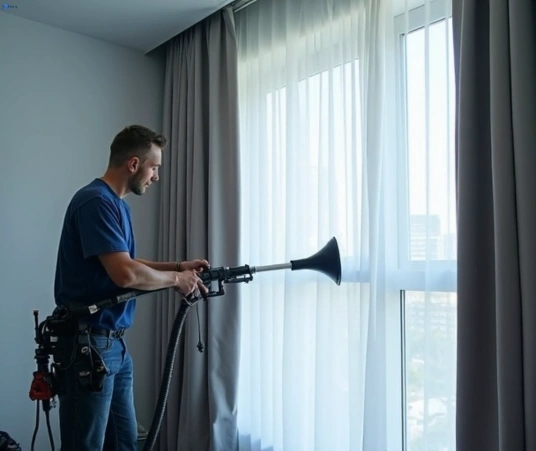Professional curtain steam cleaning process equipment Matty Curtain Cleaning claymore-nsw